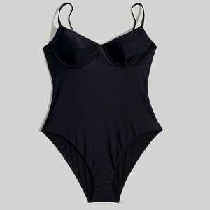 Madewell Second Wave Seamed One-Piece Swimsuit, Black, Medium